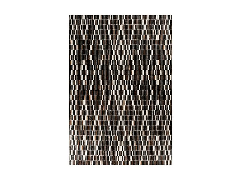 Tapis Fait Main en Cuir "Lavin" Noir & Blanc 80 x 150 cm