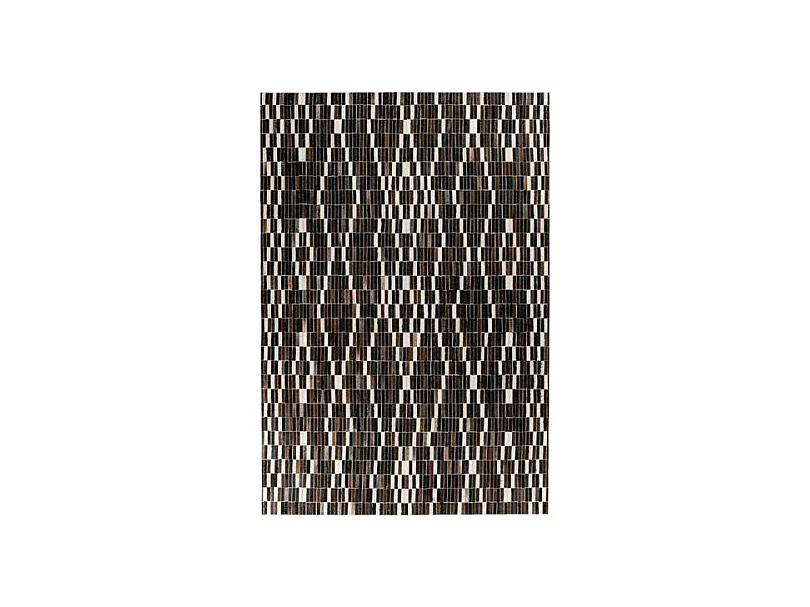 Tapis Fait Main en Cuir "Lavin" Noir & Blanc 80 x 150 cm