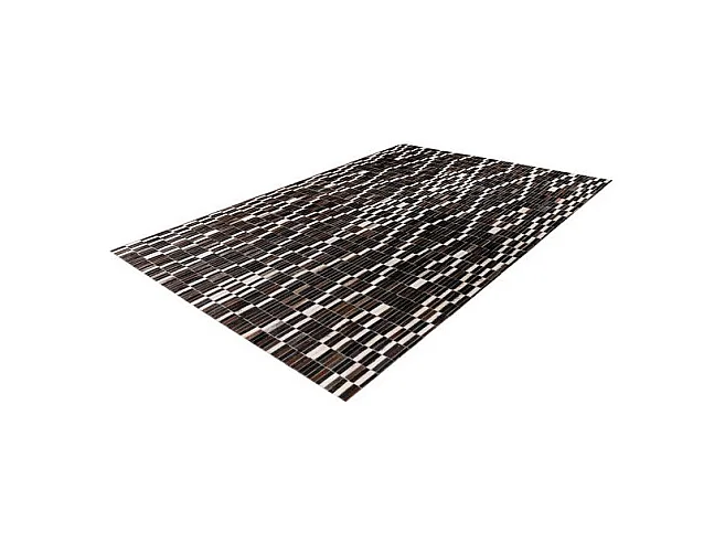 Tapis Fait Main en Cuir "Lavin" Noir & Blanc 80 x 150 cm