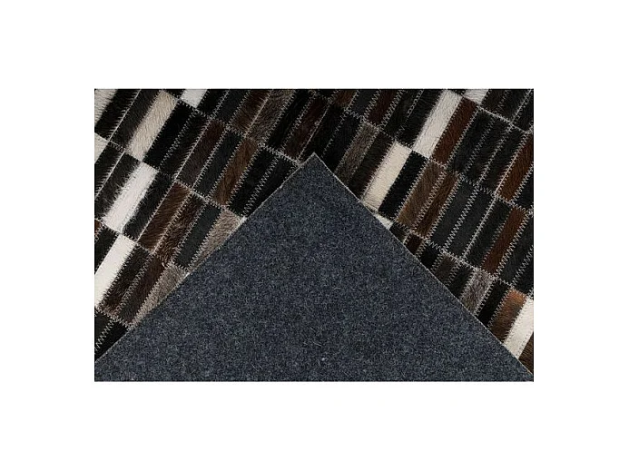 Tapis Fait Main en Cuir "Lavin" Noir & Blanc 80 x 150 cm