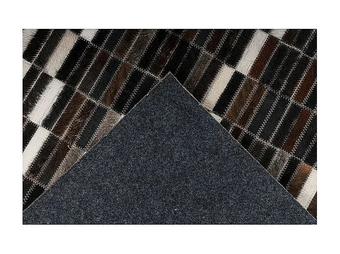 Tapis Fait Main en Cuir "Lavin" Noir & Blanc 80 x 150 cm