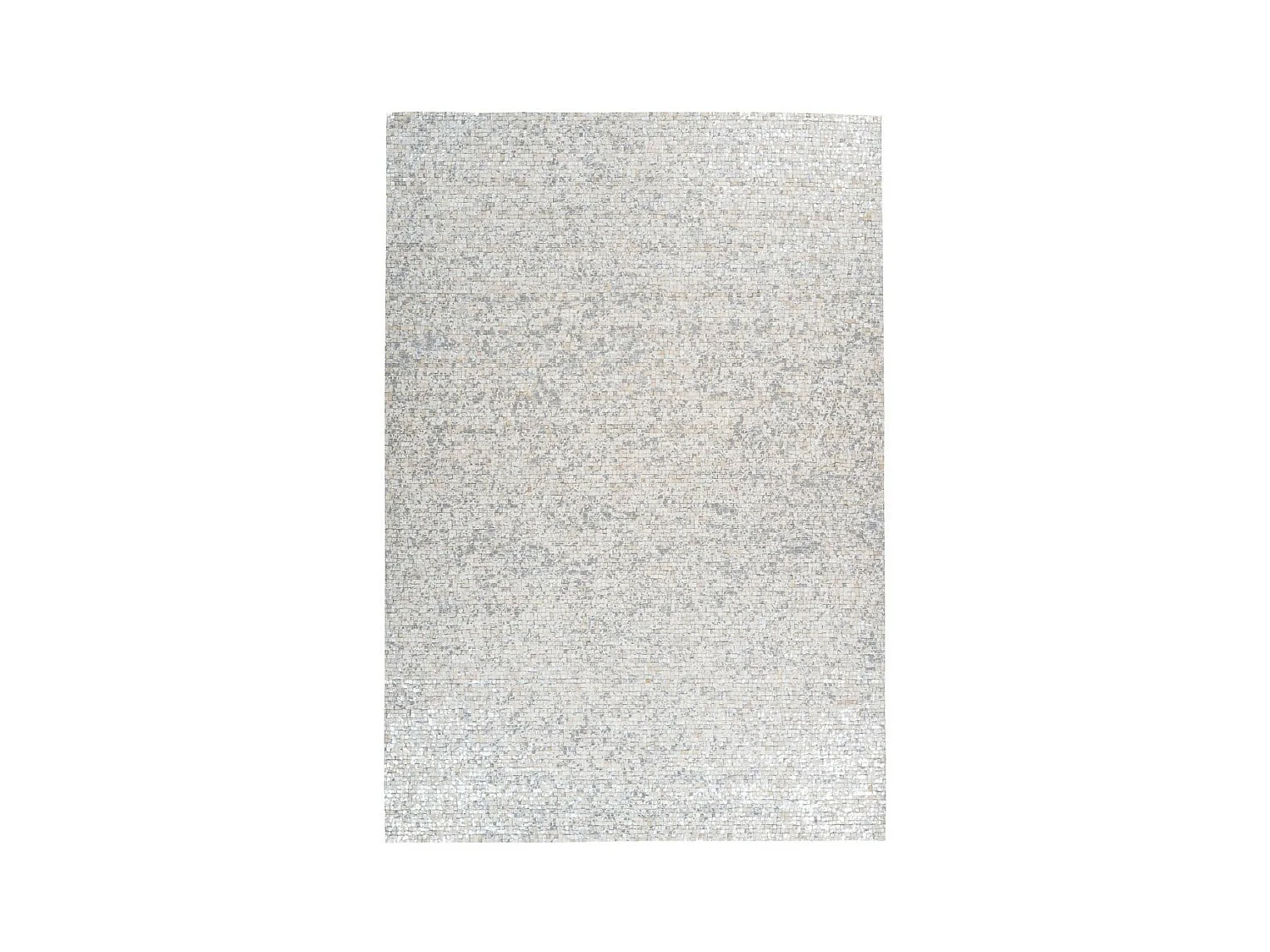 Tapis en Cuir Fait Main "Finish" Blanc & Argent 120 x 170 cm