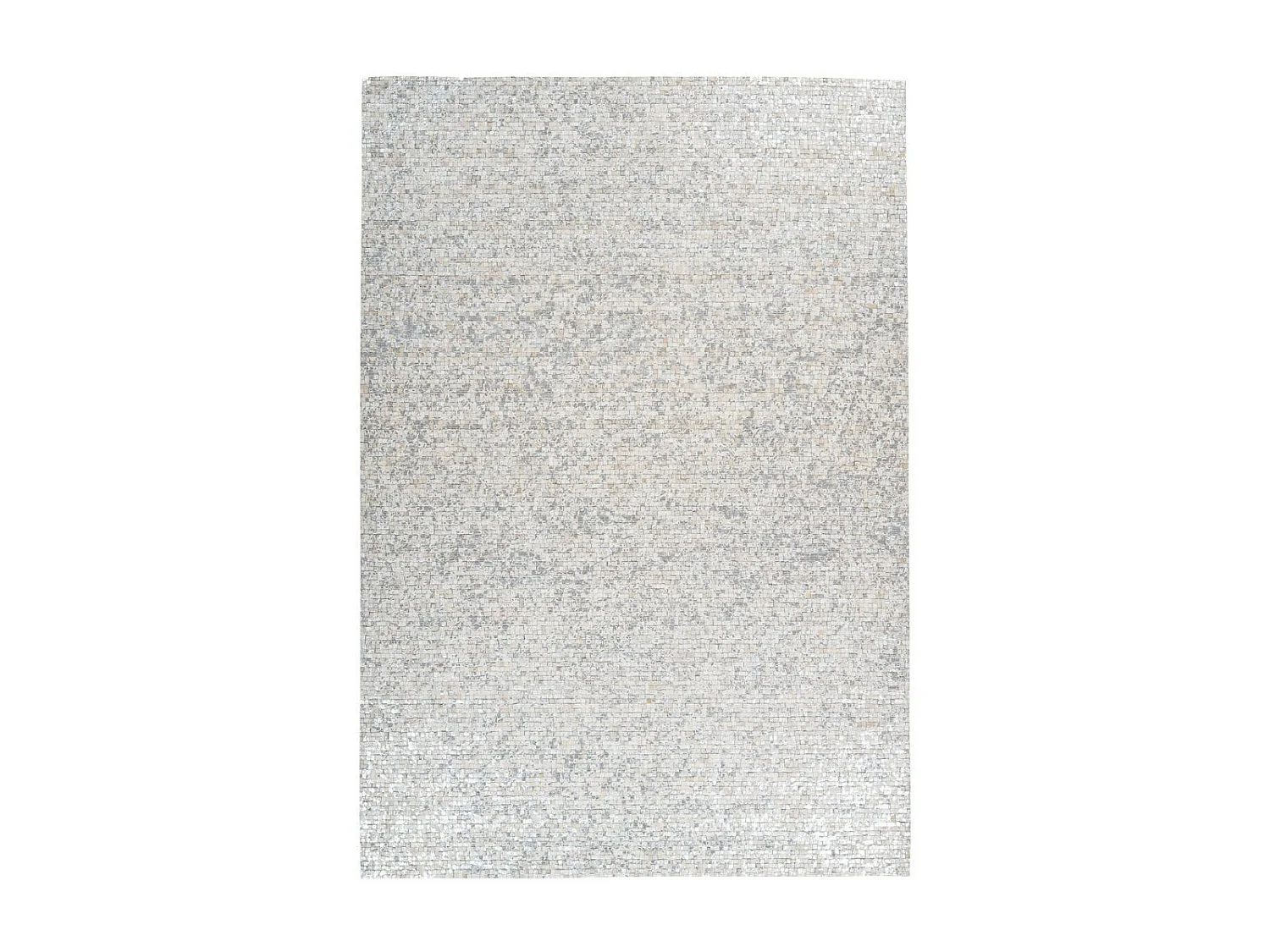 Tapis en Cuir Fait Main "Finish" Blanc & Argent 120 x 170 cm