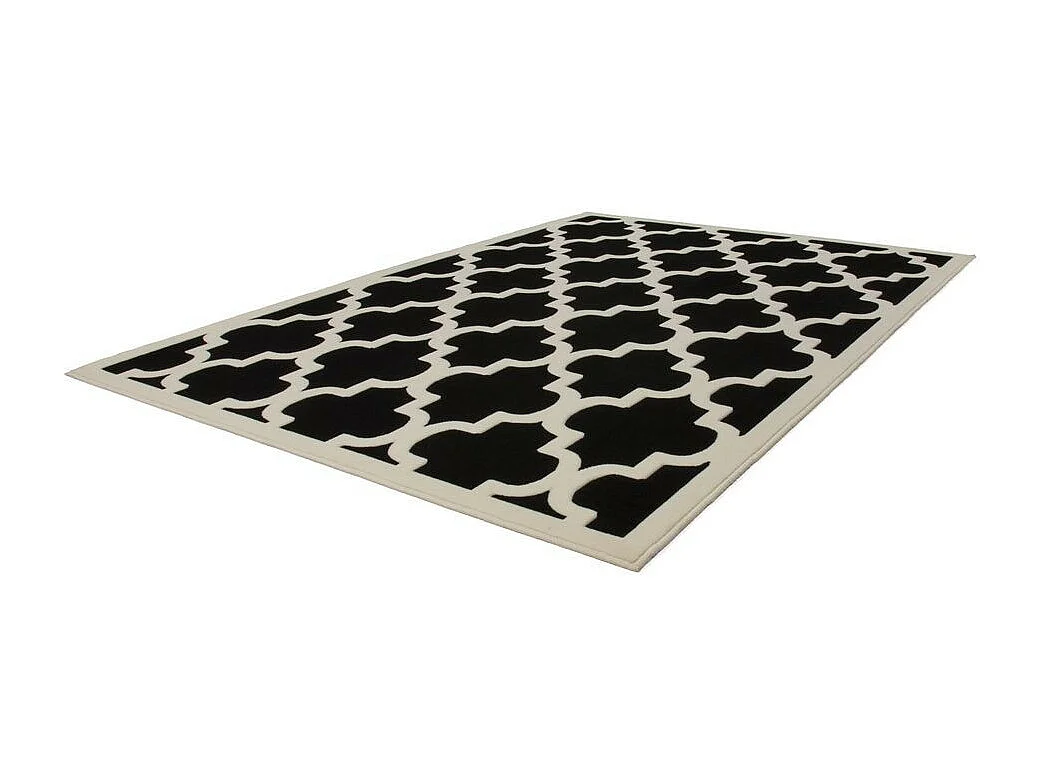 Tapis Vintage à Poils Courts "Manolya" Noir 120 x 170 cm