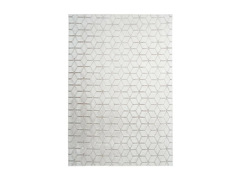 Tapis Shaggy Effet 3D "Vivica" Blanc & Taupe 80 x 150 cm