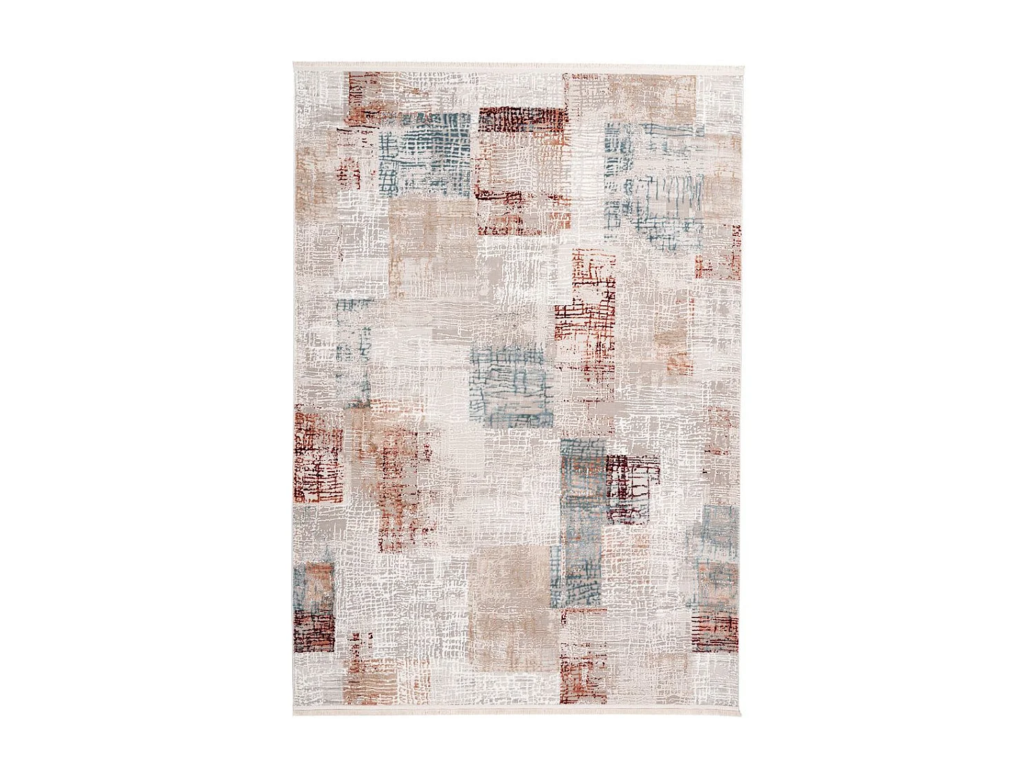 Tapis Vintage à Franges "Akropolis IV" Gris & Rose 80 x 150 cm
