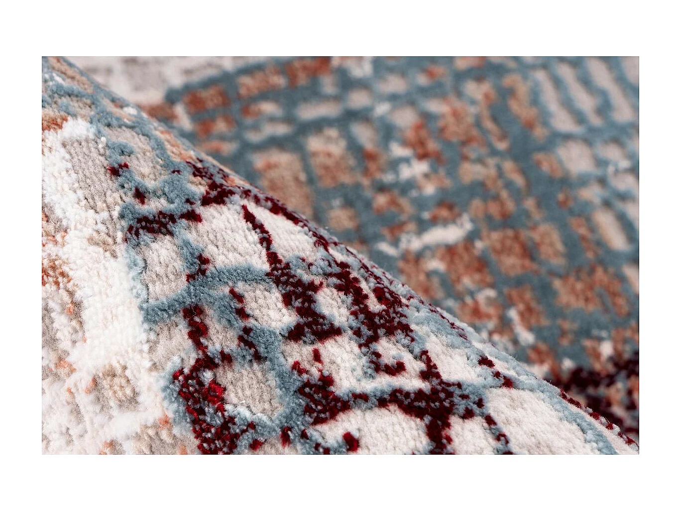 Tapis Vintage à Franges "Akropolis IV" Gris & Rose 80 x 150 cm