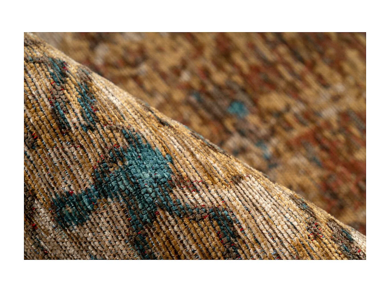 Tapis Tissé Imprimé à Motifs "Primavera" Bleu 120 x 180 cm