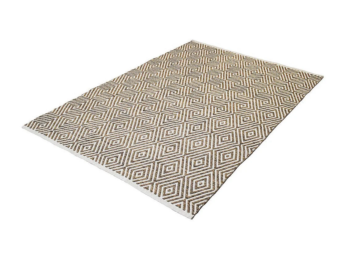 Tapis Géométrique Fait Main "Aperitif" Beige & Marron 80 x 150 cm