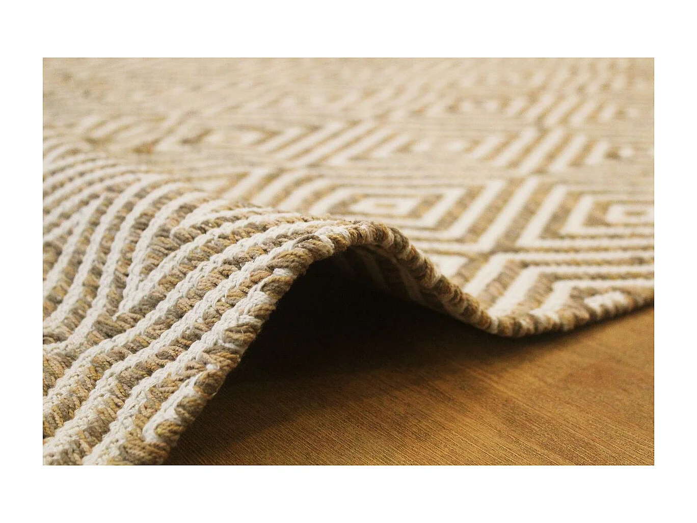 Tapis Géométrique Fait Main "Aperitif" Beige & Marron 80 x 150 cm