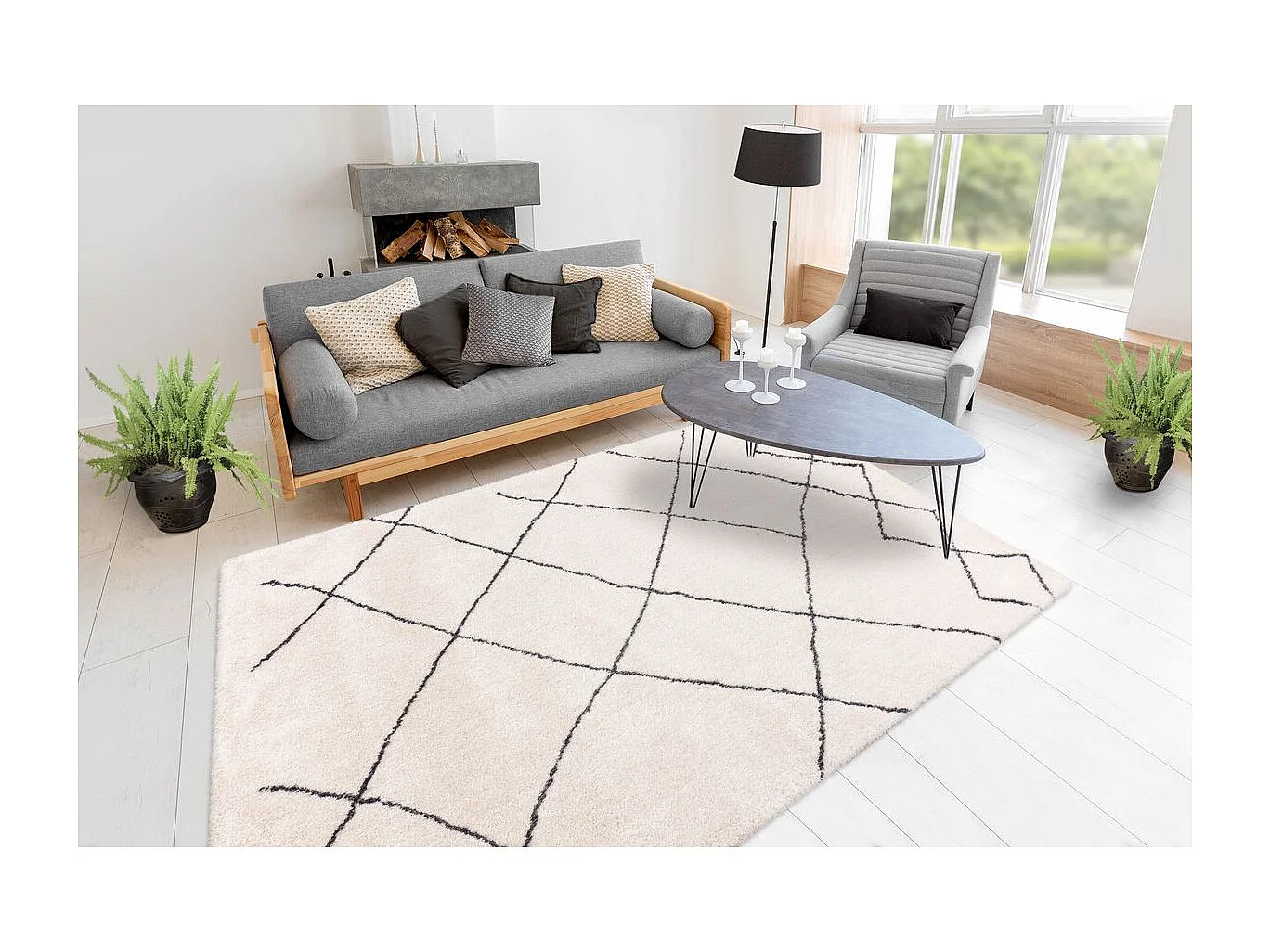 Tapis Géométrique "Orlando" Ivoire 160 x 230 cm