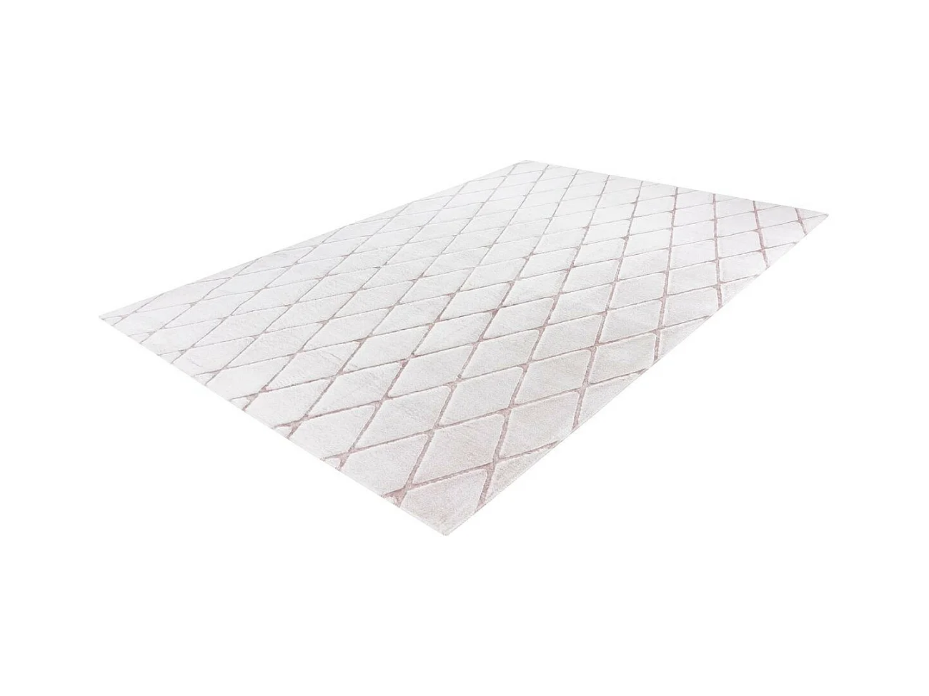 Tapis Shaggy Géométrique "Vivica" Blanc & Rose 80 x 250 cm