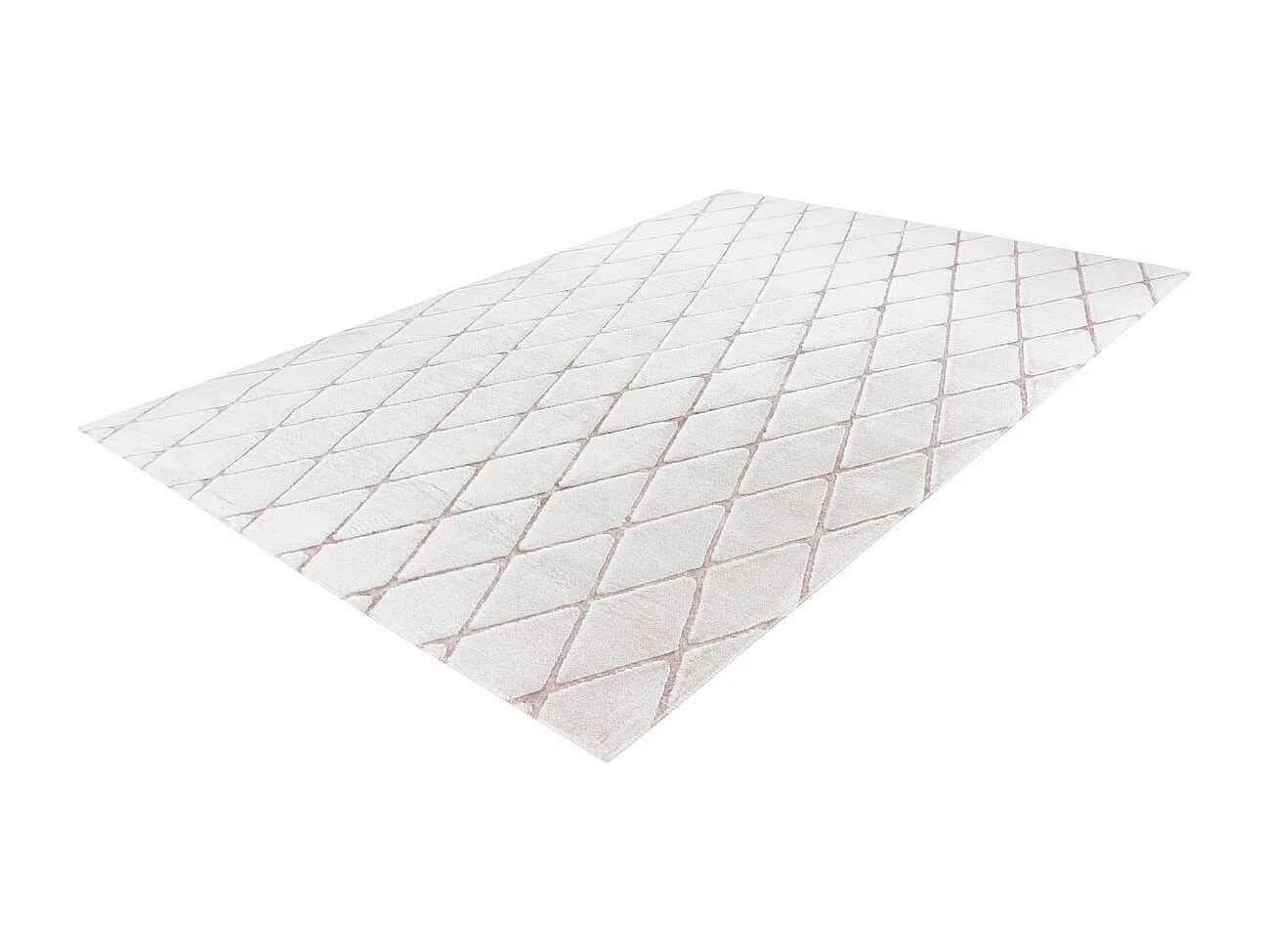 Tapis Shaggy Géométrique "Vivica" Blanc & Rose 80 x 250 cm