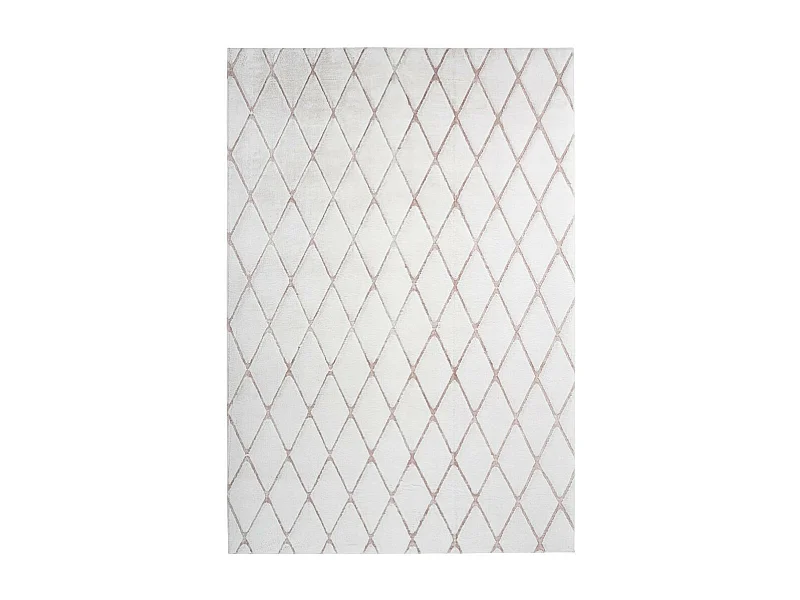 Tapis Shaggy Géométrique "Vivica" Blanc & Rose 80 x 250 cm