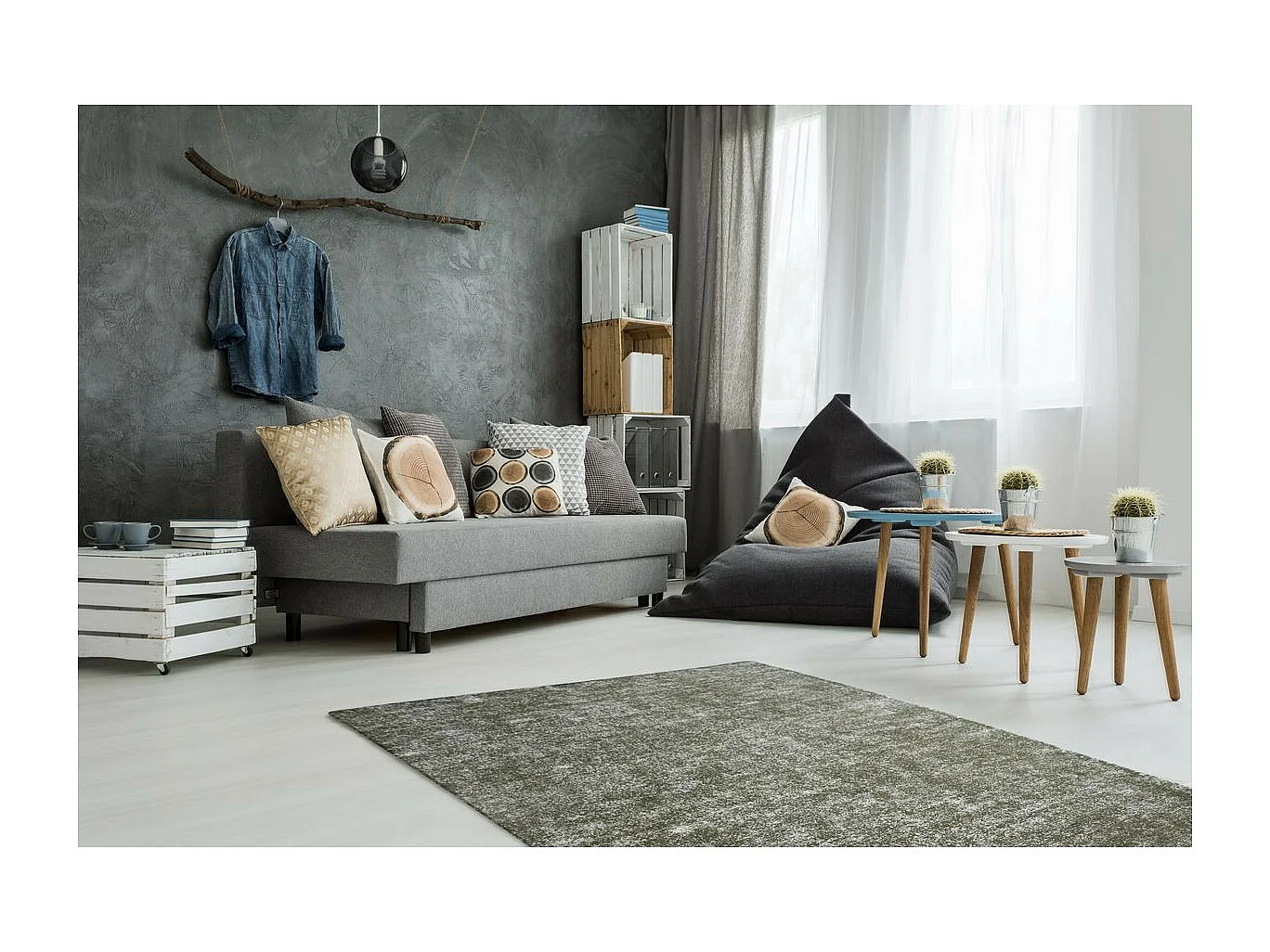 Tapis Vintage Tissé à la Main "Etna" Vert Olive 80 x 150 cm