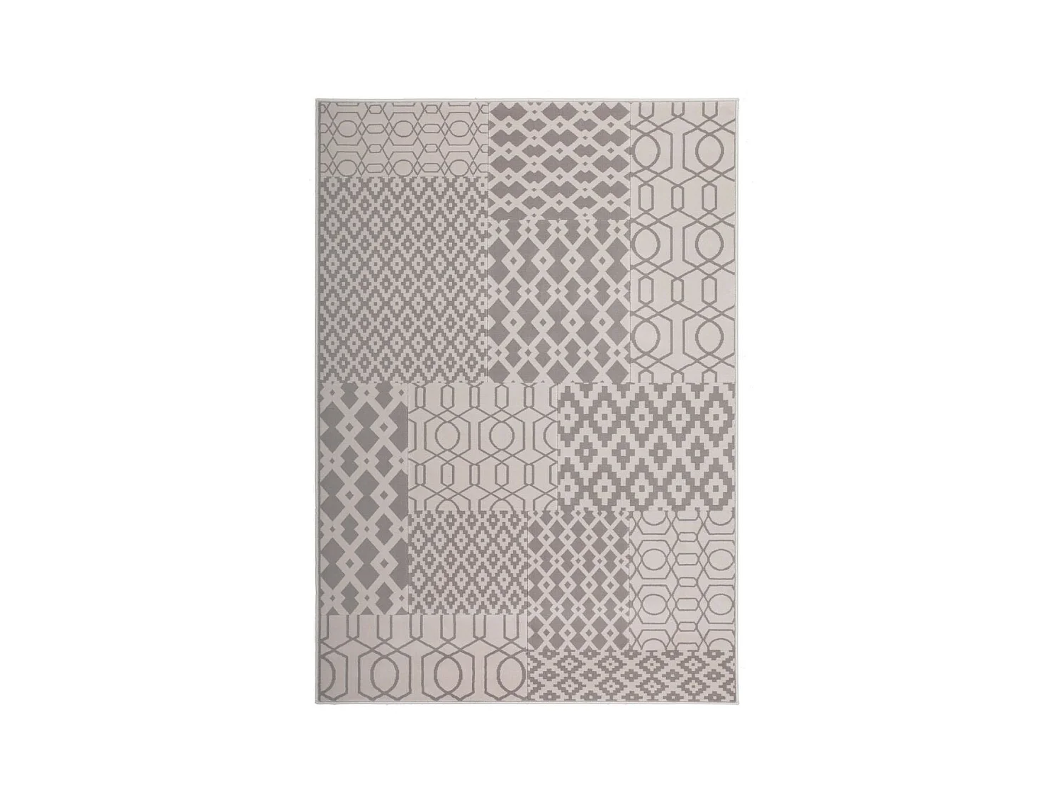 Tapis Tissé Géométrique à Poils Courts "Lina" Taupe 80 x 150 cm