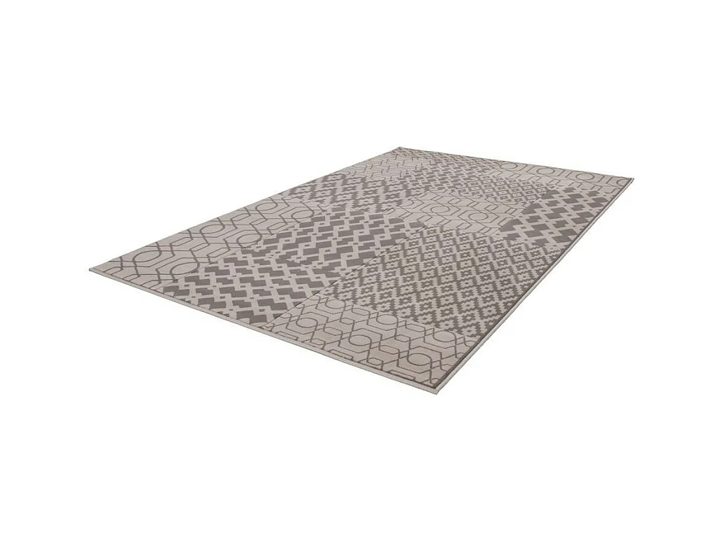 Tapis Tissé Géométrique à Poils Courts "Lina" Taupe 80 x 150 cm