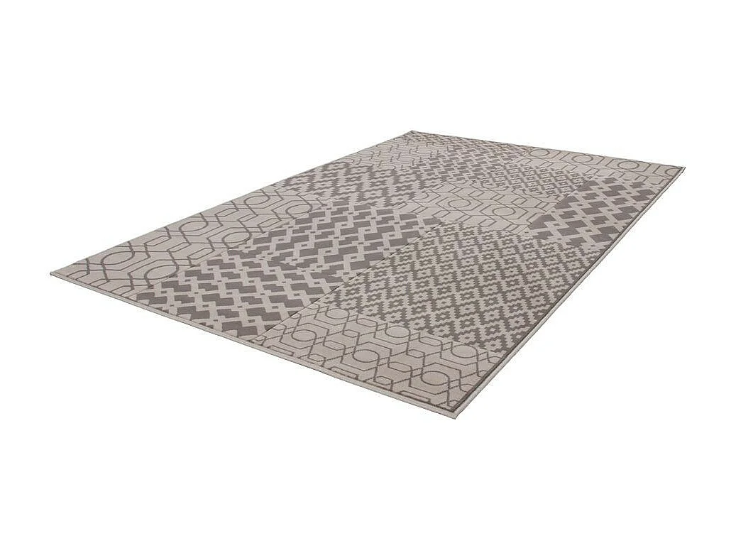 Tapis Tissé Géométrique à Poils Courts "Lina" Taupe 80 x 150 cm