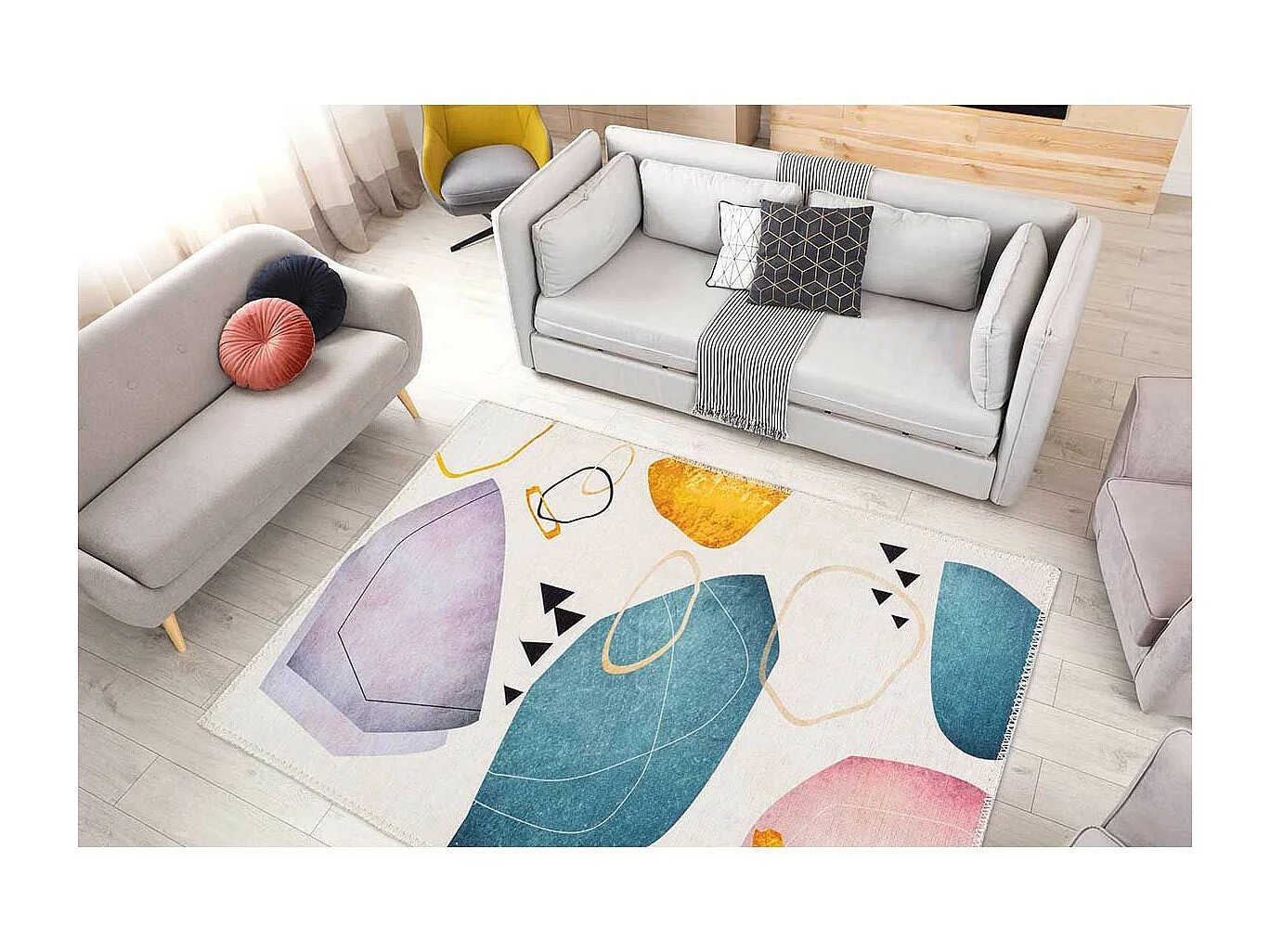 Tapis Tissé à Poils Plats "Picassa II" Multicolore 160 x 230 cm