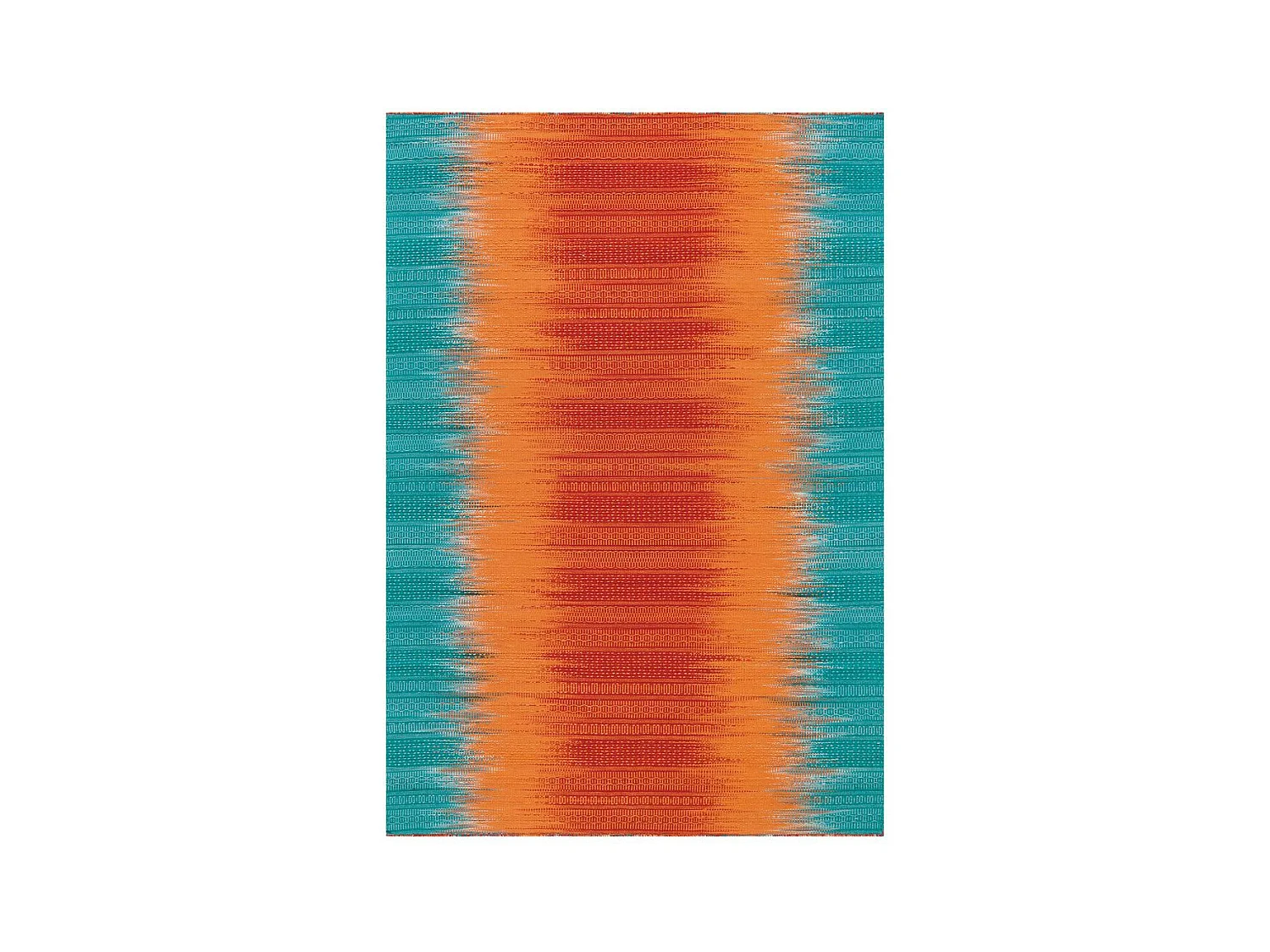 Tapis en Laine Tissé Fait Main "Sunset" Orange & Bleu 90 x 160 cm