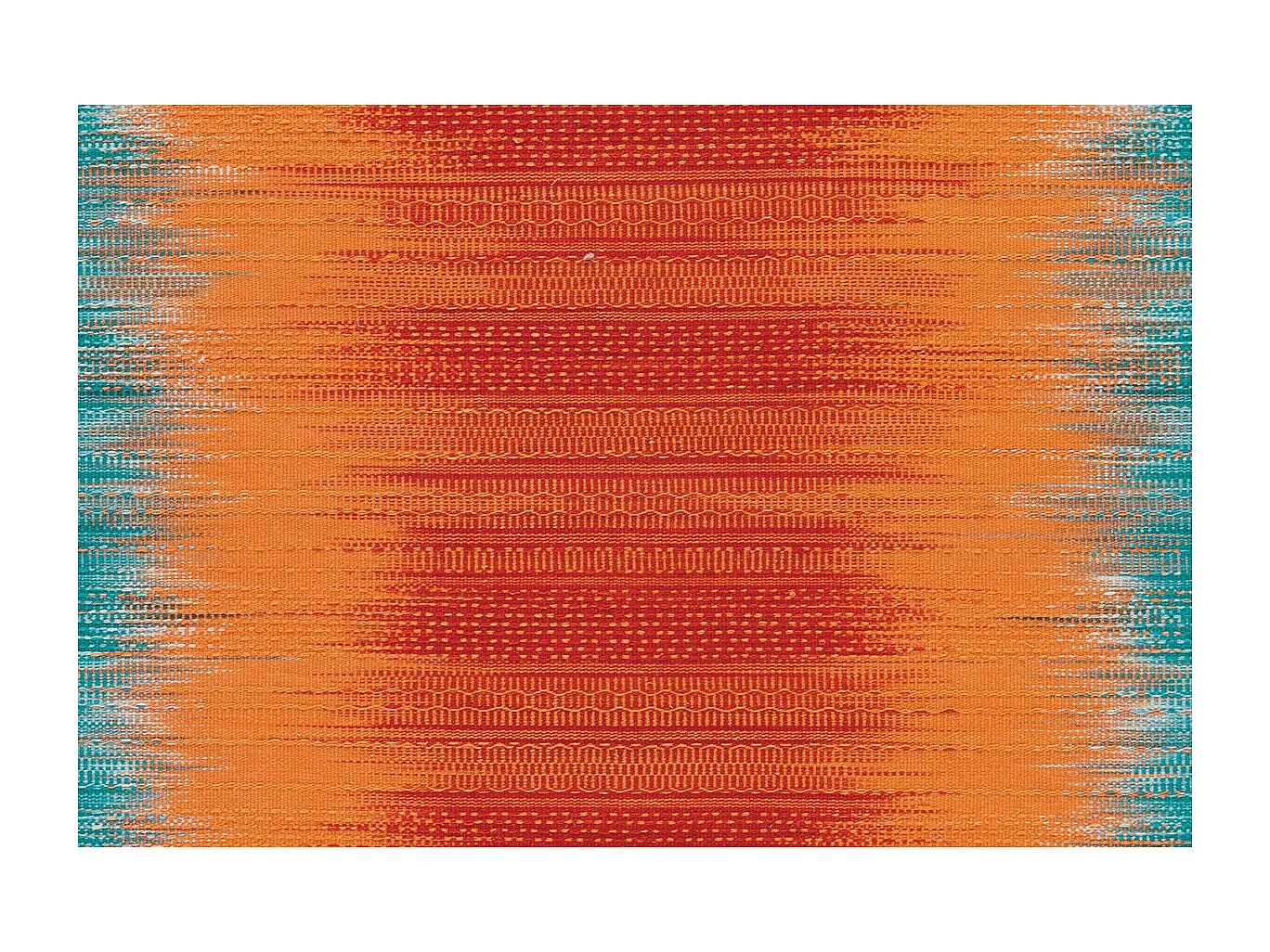 Tapis en Laine Tissé Fait Main "Sunset" Orange & Bleu 90 x 160 cm