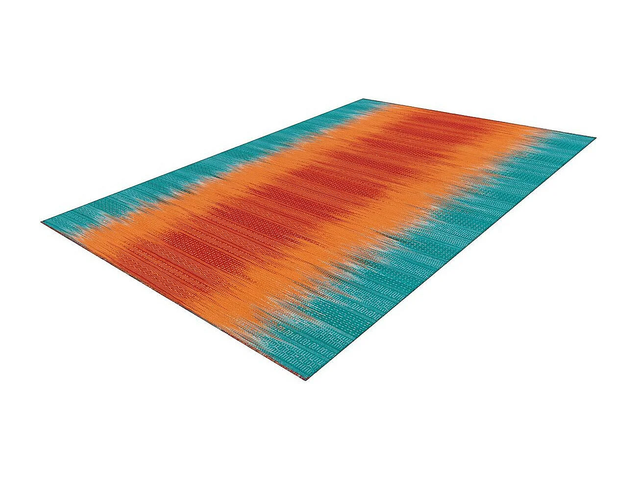 Tapis en Laine Tissé Fait Main "Sunset" Orange & Bleu 90 x 160 cm