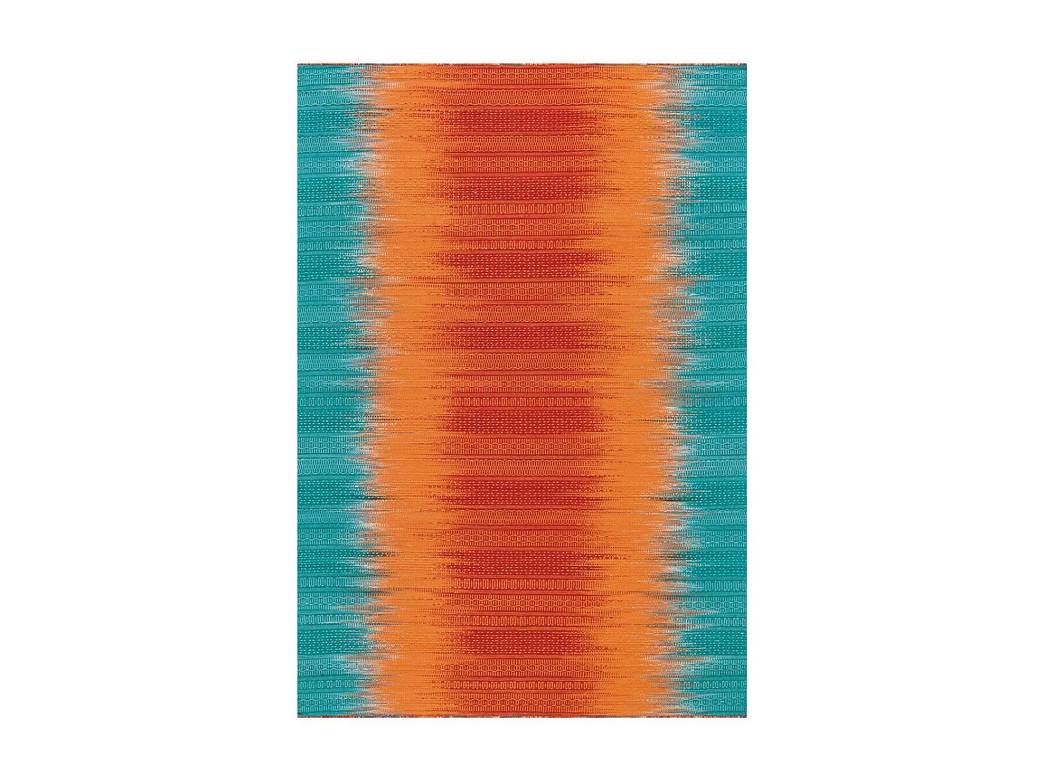 Tapis en Laine Tissé Fait Main "Sunset" Orange & Bleu 90 x 160 cm