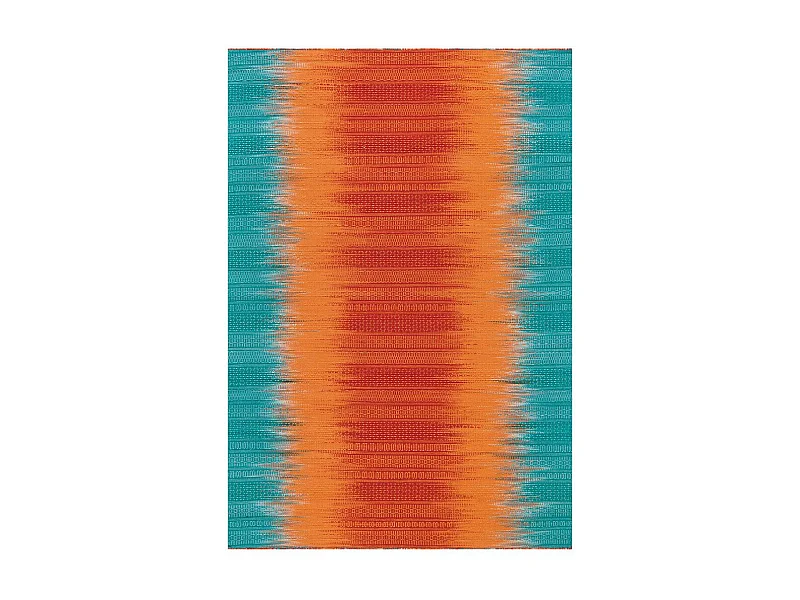 Tapis en Laine Tissé Fait Main "Sunset" Orange & Bleu 90 x 160 cm