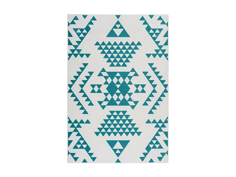 Tapis Ethnique à Poils Courts "Esperanto VI" Turquoise 80 x 150 cm