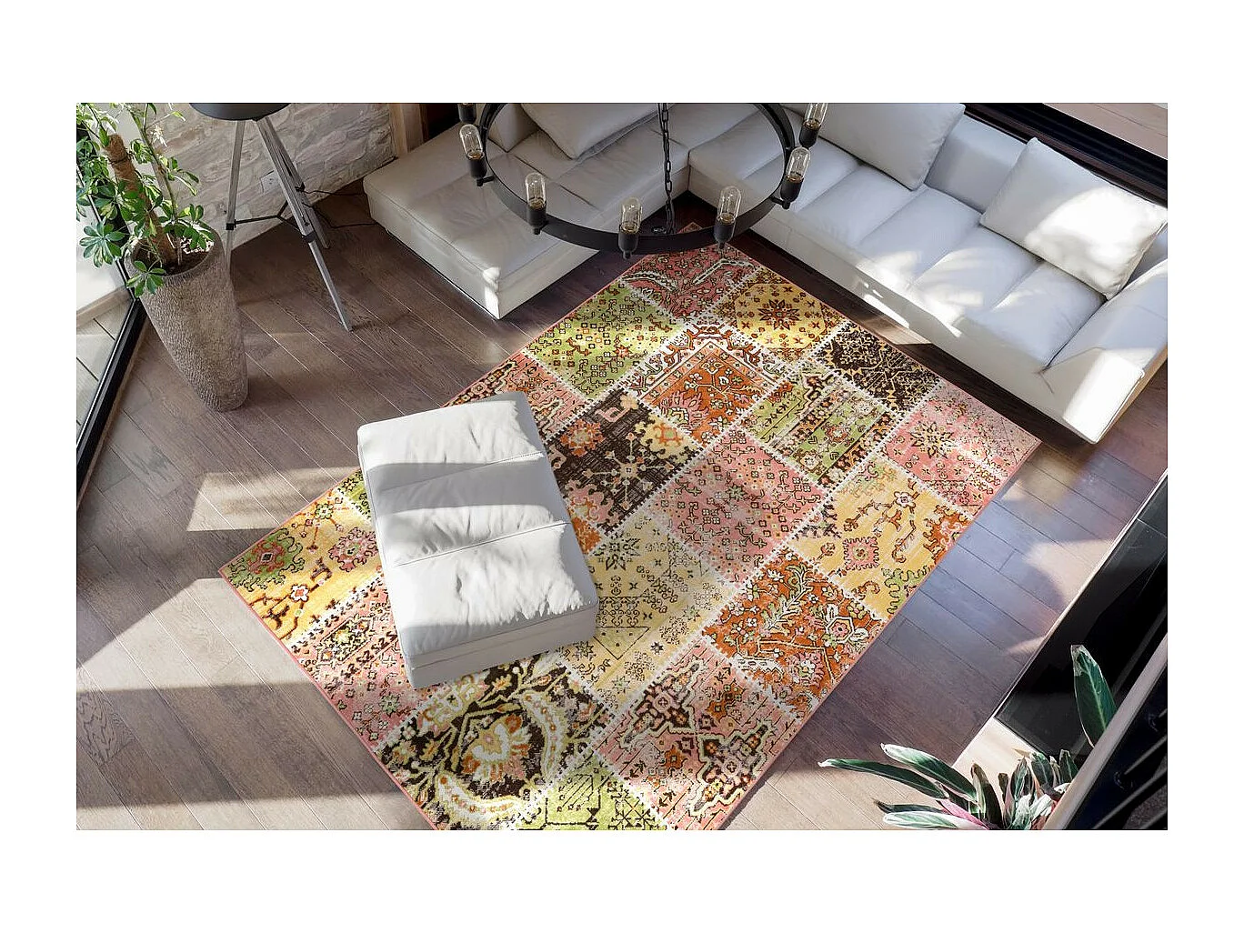 Tapis Patchwork à Poils Courts "Ariya" Multicolore 120 x 170 cm