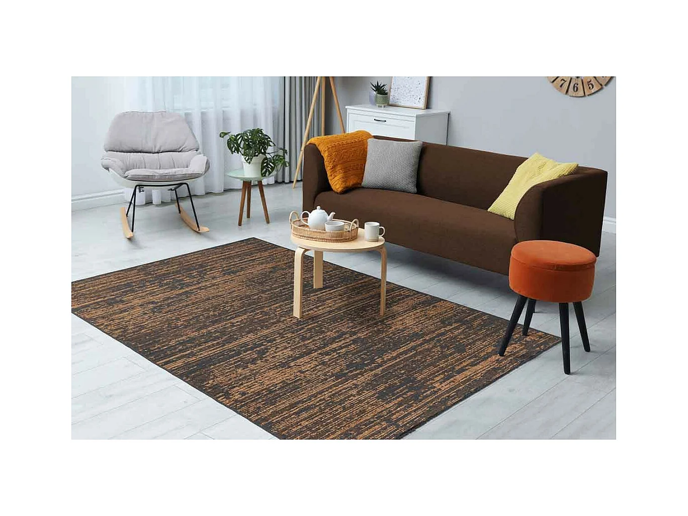 Tapis Tissé à Poils Plats Vintage "Kalevi" Marron 120 x 170 cm