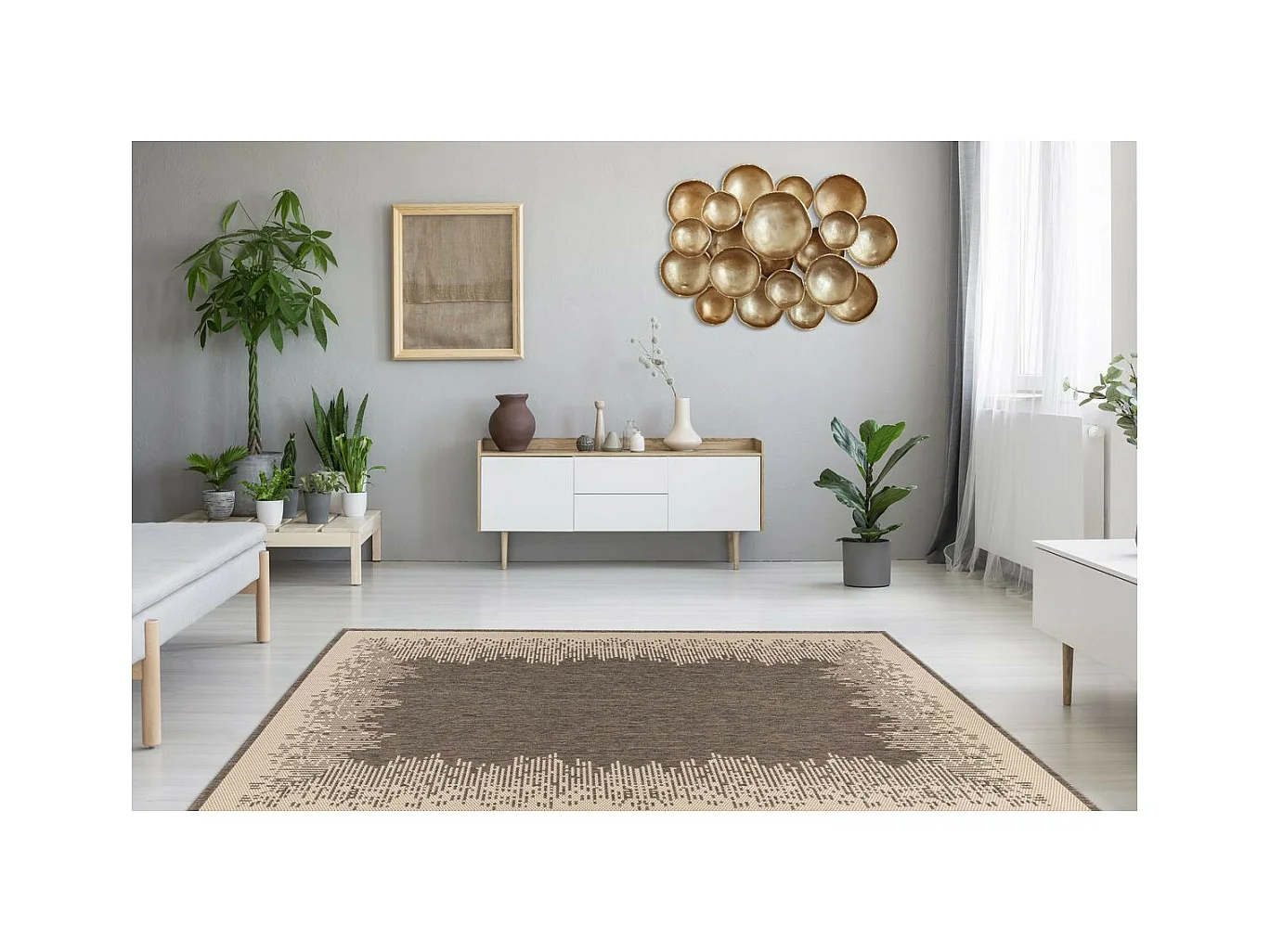 Tapis Imprimé à Poils Courts "Splash" Marron 200 x 290 cm