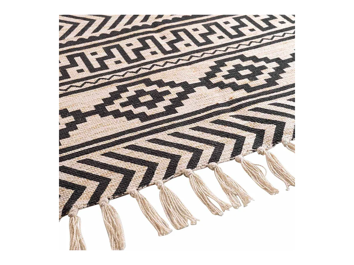 Tapis Déco à Franges "Manille" 120x170cm Noir