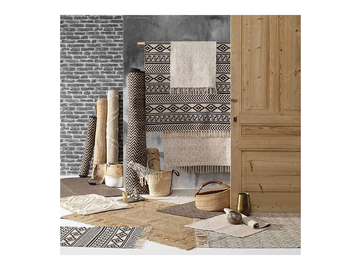 Tapis Déco à Franges "Manille" 120x170cm Noir