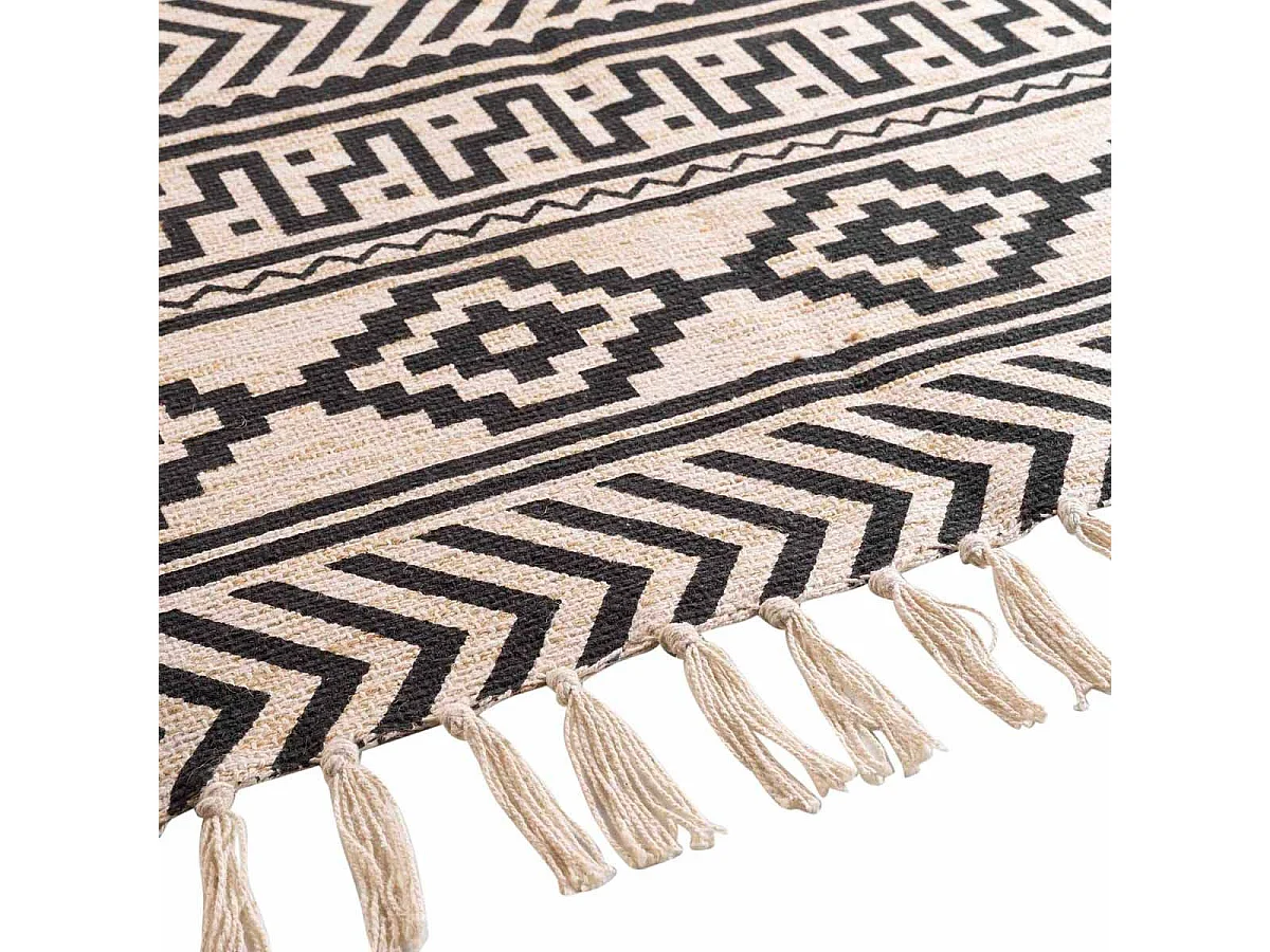 Tapis Déco à Franges "Manille" 120x170cm Noir