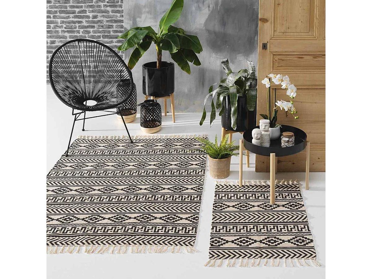 Tapis Déco à Franges "Manille" 120x170cm Noir