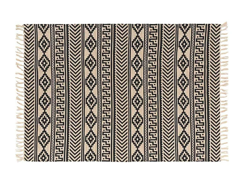 Tapis Déco à Franges "Manille" 120x170cm Noir