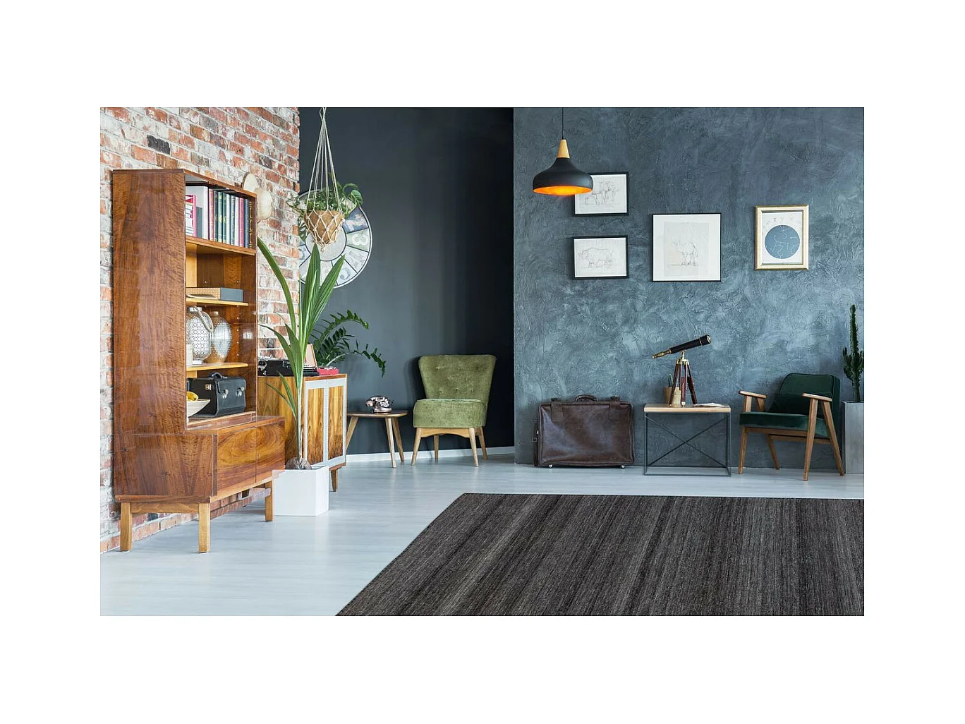 Tapis Jacquard à Poils Courts "Phoenix" Anthracite 200 x 290 cm