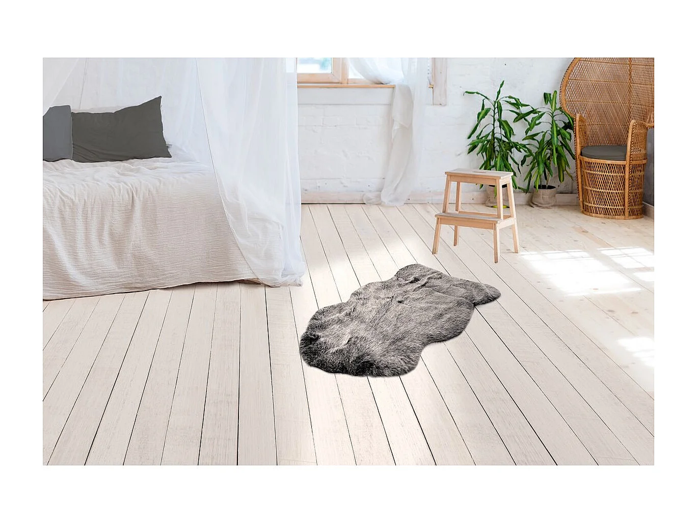 Tapis Arrondi Imitation Fourrure "Tender" Anthracite 60 x 90 cm