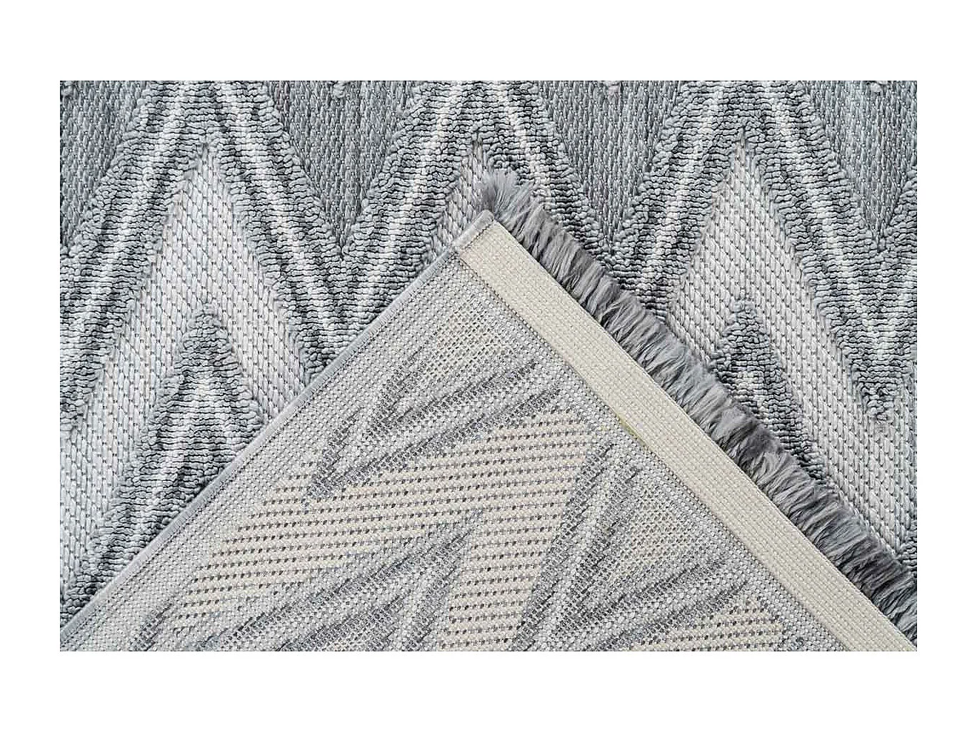 Tapis Tissé Ethnique à Poils Courts "Sarai" Gris 120 x 170 cm