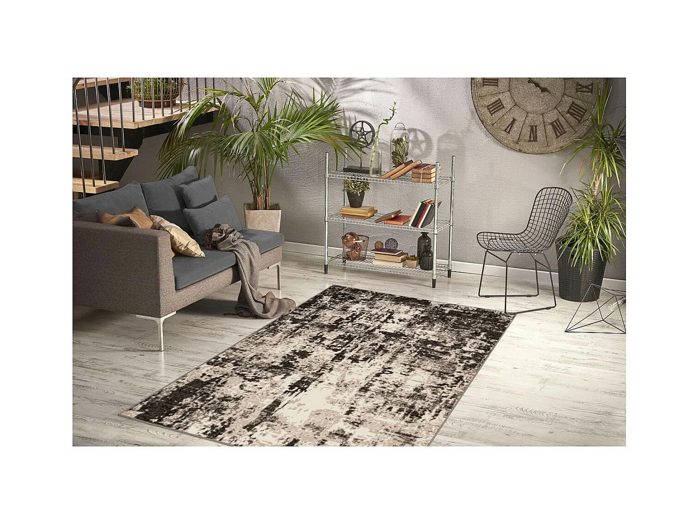Tapis Vintage à Poils Courts "Esperanto VIII" Marron 80 x 150 cm