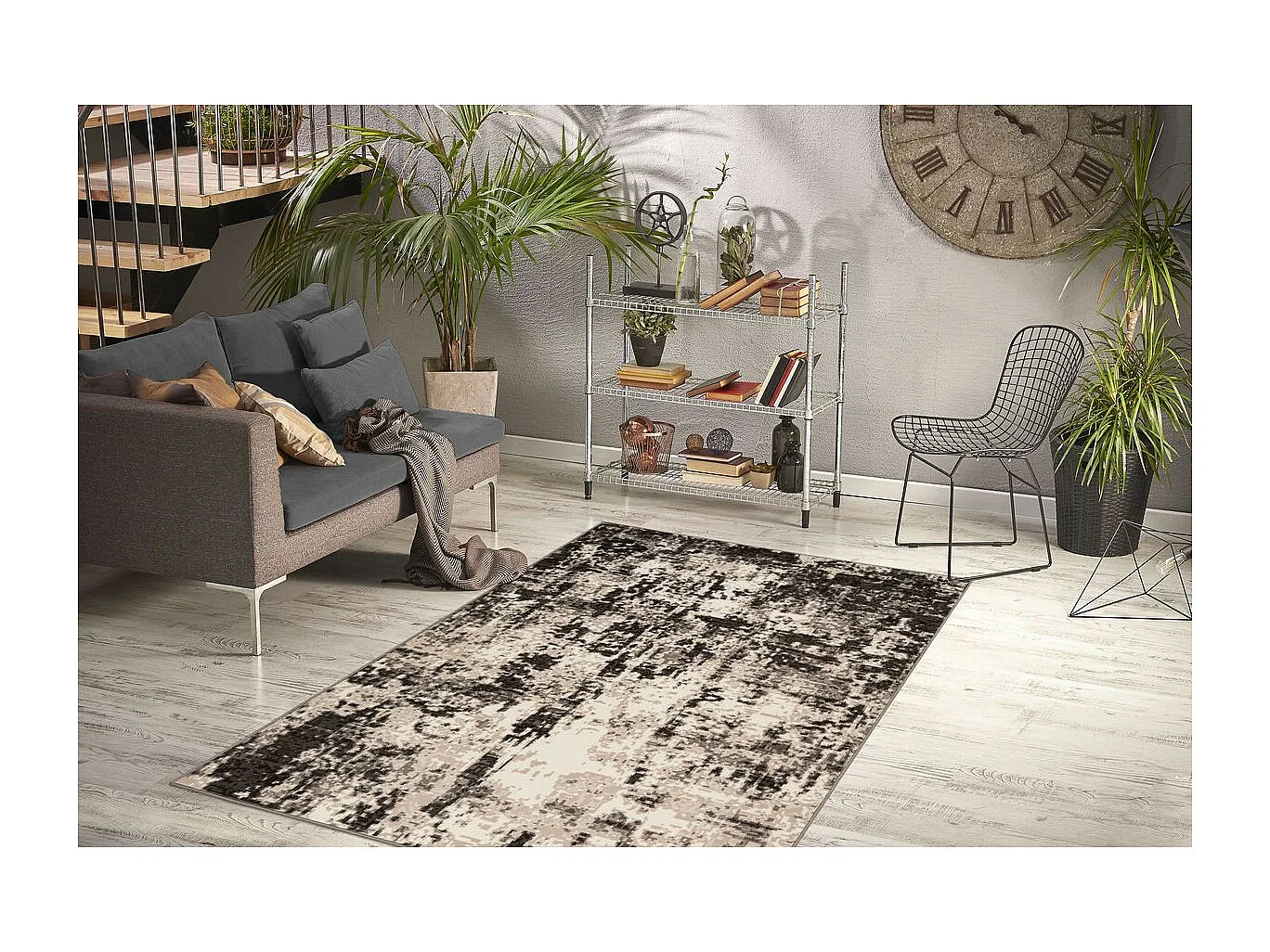 Tapis Vintage à Poils Courts "Esperanto VIII" Marron 80 x 150 cm