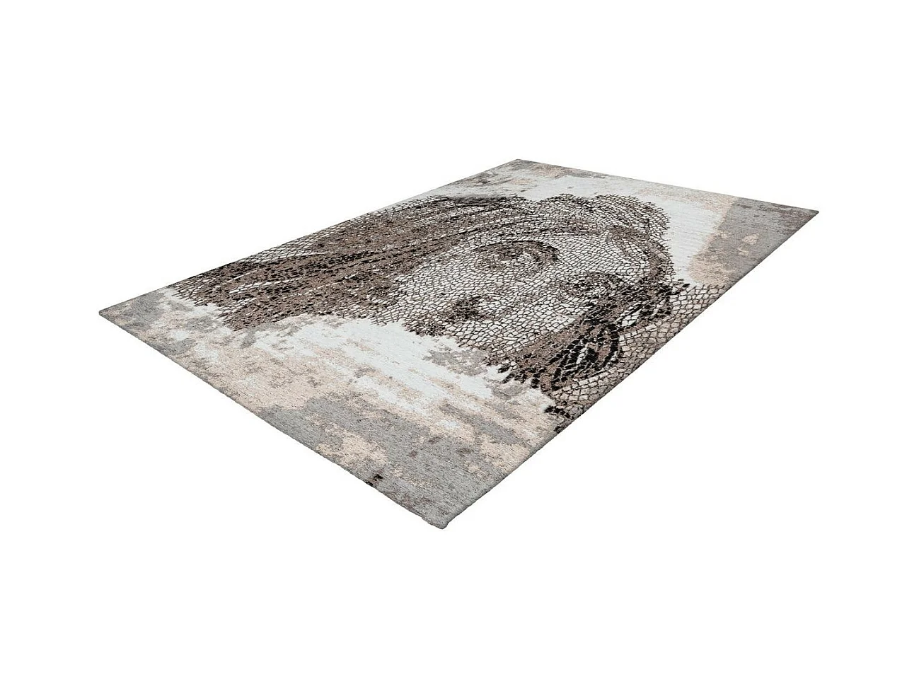 Tapis Vintage à Poils Courts "Iglesia" Taupe 80 x 150 cm