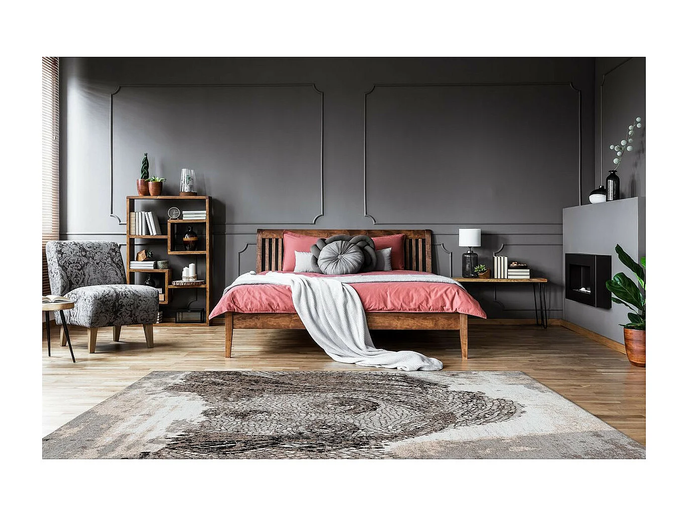 Tapis Vintage à Poils Courts "Iglesia" Taupe 80 x 150 cm