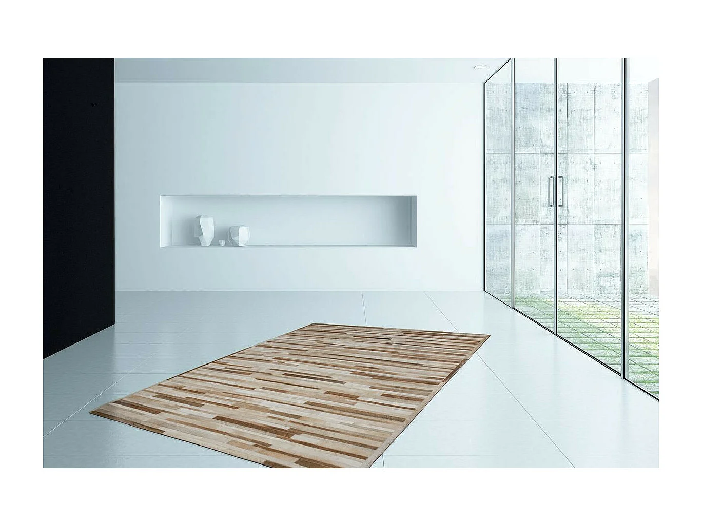 Tapis Tissé en Cuir Fait Main "Lavish" Crème 120 x 170 cm