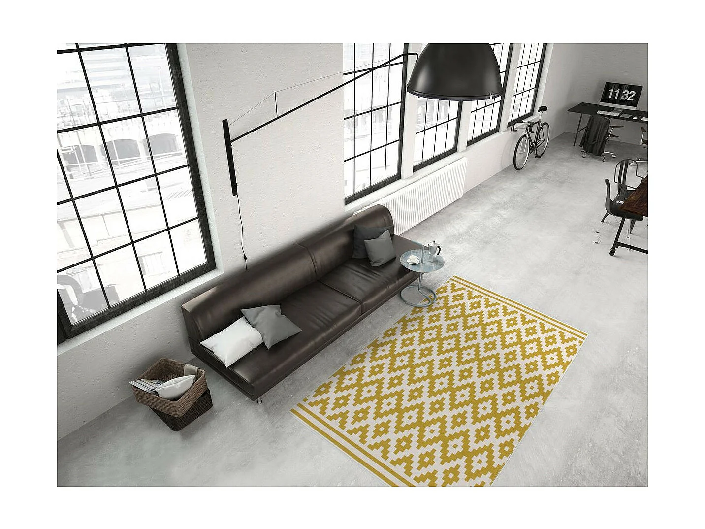 Tapis Géométrique à Poils Courts "Now III" Or 120 x 170 cm