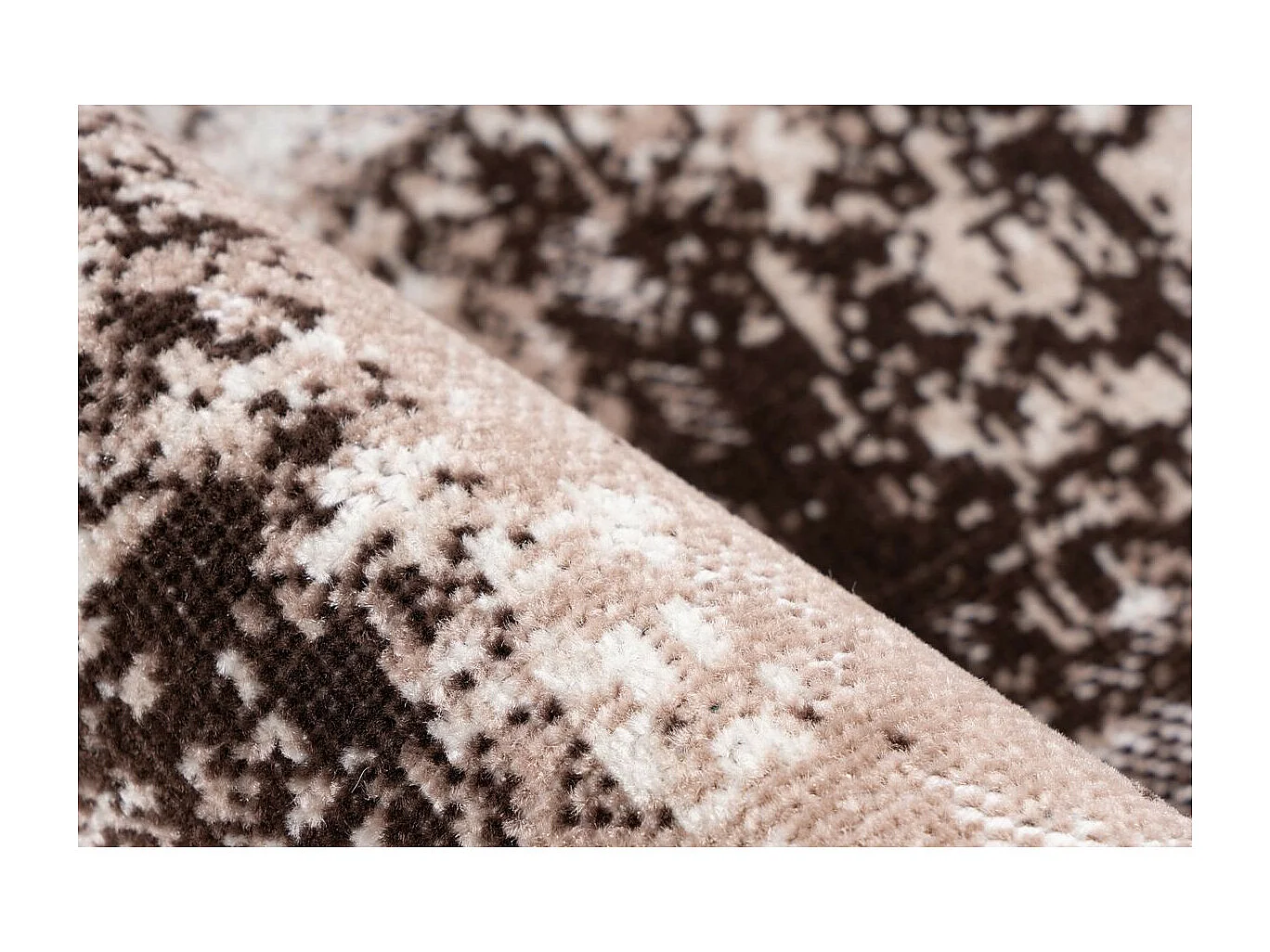 Tapis Vintage à Poils Courts "Ariya" Taupe & Marron 80 x 150 cm