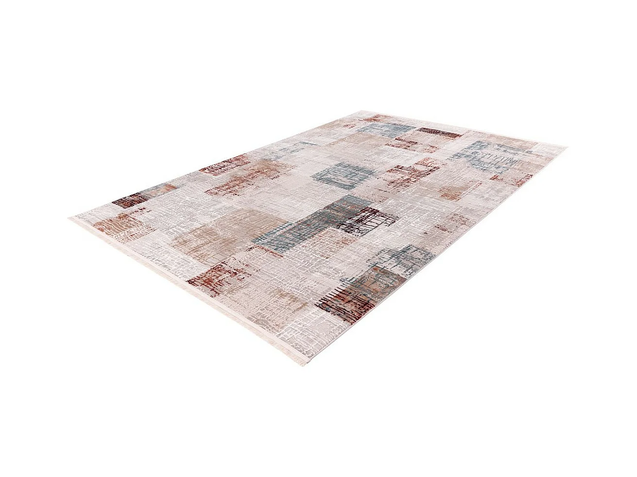 Tapis Vintage à Franges "Akropolis IV" Gris & Rose 160 x 230 cm