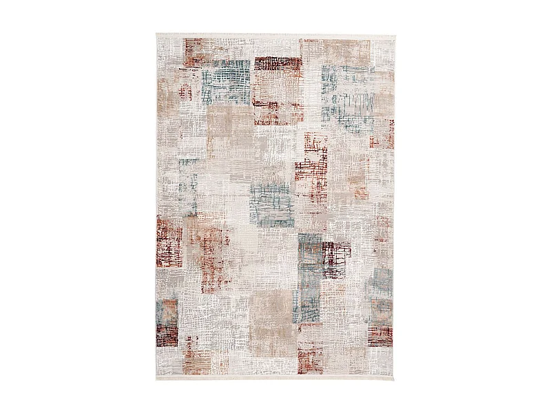 Tapis Vintage à Franges "Akropolis IV" Gris & Rose 160 x 230 cm