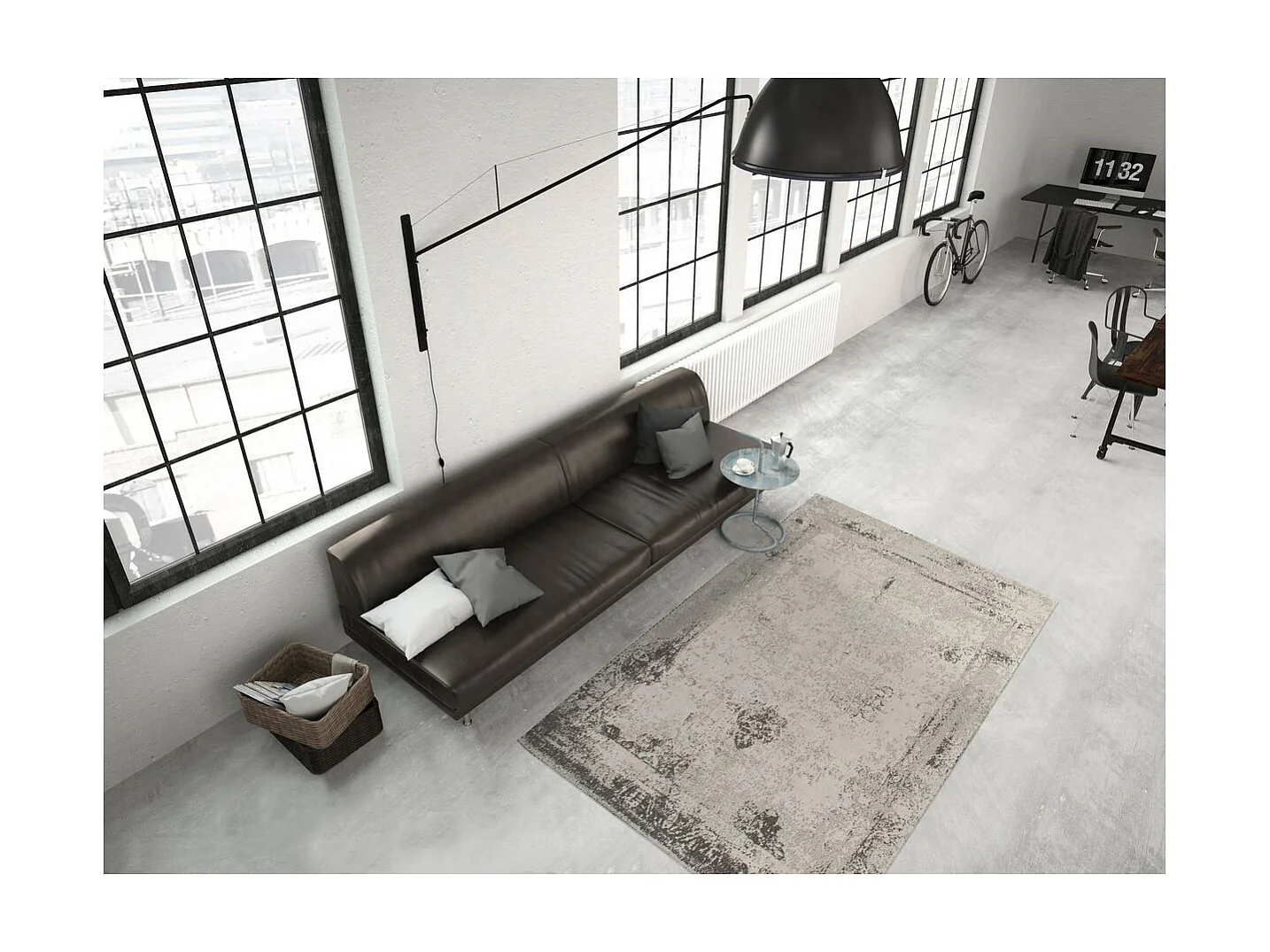 Tapis Vintage Tissé "Nostalgia" Anthracite 120 x 170 cm